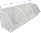Metal Wire Basket, 3 Grids Wall Hanging Baskets, Wall Mount Slanted Opening Storage Organizer for Kitchen Bathroom Laundry Ro