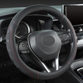 GIANT PANDA Car Steering Wheel Cover for Toyota RAV4,Camry,Highlander,Corolla,Prius,Tacoma,Standard Size - Black+Red Line