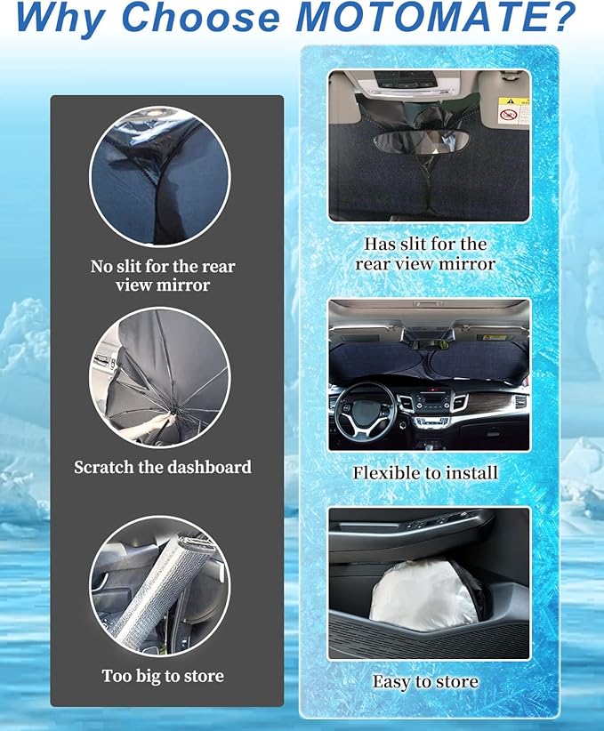 Windshield Sun Shade for Car Windshield,Front and Side Window Shades,Sun Visor Blocker Heat and UV Rays,Automotive Accessories Protector (Medium Size 61x 32 inches)