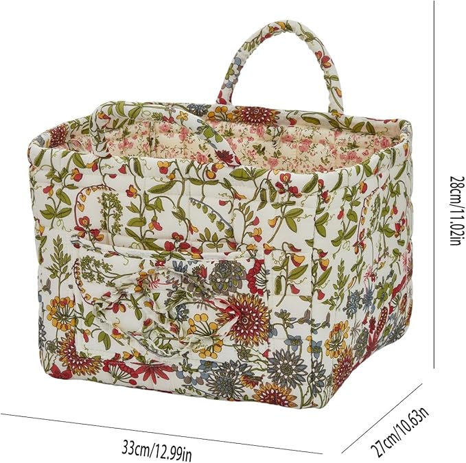 Boho Fabric Storage Basket, Large Capacity Laundry Basket, 12.2'' x 10.23'' x 10.23'' Collapsible Laundry Hamper with Easy Ca