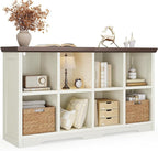 OffiGo 8 Cube Organizer Bookcase, Modern Farmhouse Open Shelf for Storage Bins & Decor, Display Bookshelf Console Closet for 