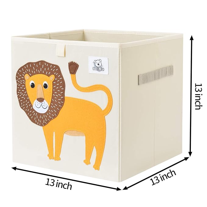CLCROBD Foldable Animal Cube Storage Bins Fabric Toy Box/Chest/Organizer for Toddler/Kids Nursery, Playroom, 13 inch (Lion)