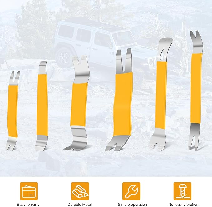 GOOACC 11PCS Trim Removal Tool Kit, Metal & Nylon Pry Tools Set for Car Door Panel, Dashboard, Audio, Clips, Fastener Remover