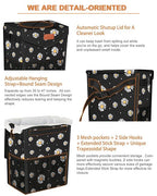Car Trash Can with Lid, Cute Leakproof Car Trash Garbage Bag Hanging Vehicle Trash Bin Small Portable Automotive Garbage Cans Organizer for Back/Front Seat/Console(Trapezoid,Black Flower)