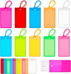 Sumind 50 Pcs Plastic Luggage Tags Assorted Name Identification Labels Flexible Suitcase Tags for Travel Baggage, 10 Colors (