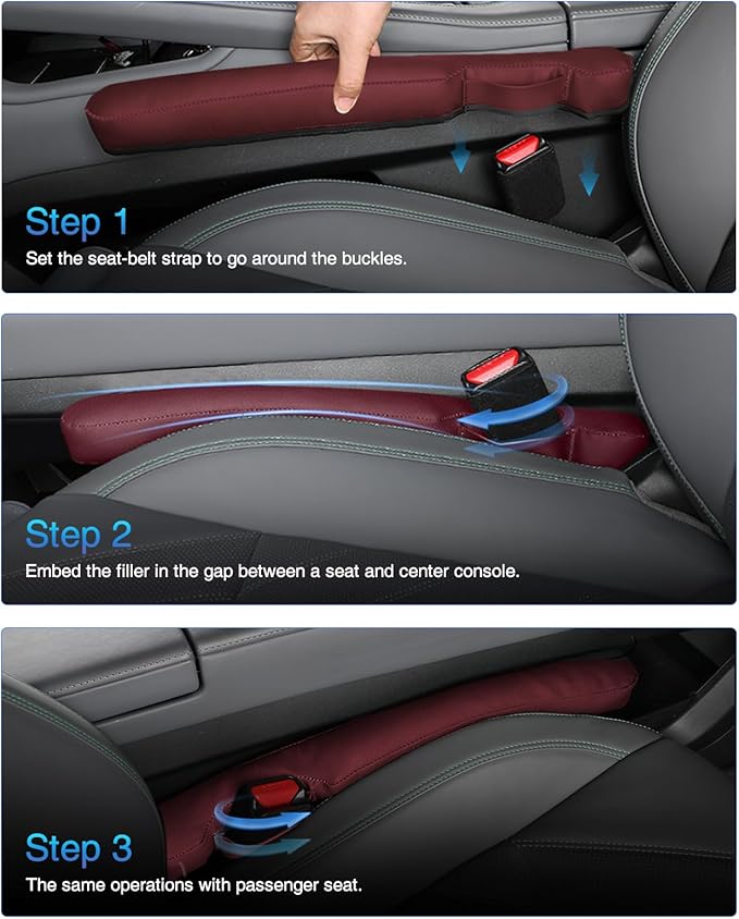Leather Car Seat Gap Filler Universal for Car Truck SUV to Block The Gap Between Seat and Console Stop Things from Dropping 2