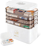 5-Tier Medicine Organizer-12 x 7 x 12.2 Inch Portable Medicine Cabinet Organizer with Plastic Handle All-Purpose Medical Box 