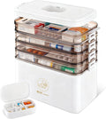 5-Tier Medicine Organizer-12 x 7 x 12.2 Inch Portable Medicine Cabinet Organizer with Plastic Handle All-Purpose Medical Box 