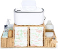 Diaper Caddy Organizer, Hand Rattan Nursery Storage Basket for Baby Essentials, Baby Changing Table Organizer Perfect Nursery