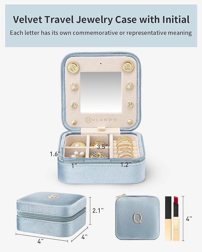 Vlando Travel Jewelry Organizer for Women, Travel Jewelry Organizer, Necklace Organizer Earrings Ring Organizer, Jewelry Trav