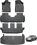 Floor Mats for Toyota Highlander 2008-2013 Non Hybrid, All Weather TPE Floor Liners, 3D Waterproof Custom Fit Car Accessories, 1st & 2nd & 3rd Row & Trunk Mat, Anti-Slip Mat Full Set