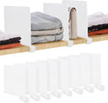 JOY DECOR 8 Pack Acrylic White Shelf Dividers for Closets Organizer and Storage Adjustable Vertical Wood Shelf Closet Separat