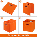 Fabric storage bins Cubes, Fabric Cube Organizer with Handle, Foldable Cube Bins for Cloth or Accessary Storage, 11x11x11, Se