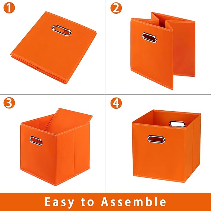 Fabric storage bins Cubes, Fabric Cube Organizer with Handle, Foldable Cube Bins for Cloth or Accessary Storage, 11x11x11, Se