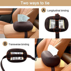 Car Tissue Holder, Silicone Tissue Box Cover with Adjustable Strap, Rectangular, Black, Dark Brown, Decorative, 7.4 * 5.1 * 2.5in