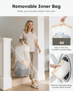 SOLEDI Laundry Hamper with Lid 100L Large & Tall Collapsible Laundry Basket, Clothes Hamper with Bag Removable Easy to Carry,