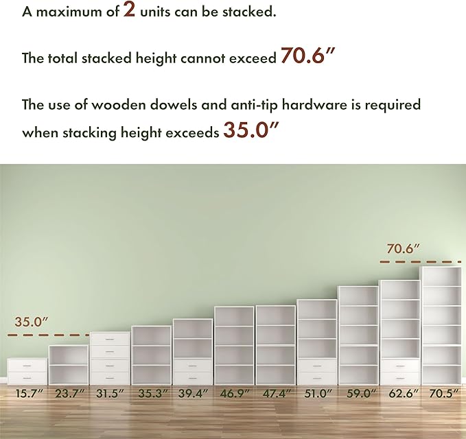 Homes: Inside + Out Apexa 4-Cube Storage Organizer Shelves, Stackable Wood Bookcase Fits Cubby Bins for Organization, Dorm Te
