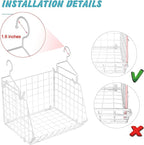 X-cosrack 3 Tier Foldable Closet Organizer, Clothes Shelves with 5 S Hooks, Wall Mount&Cabinet Wire Storage Basket Bins, for 