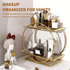 Perfume Organizer for Dresser, 2 Tier Bathroom Counter Organizers and Storage, Gold Makeup Organizer for Vanity, Bathroom Acc