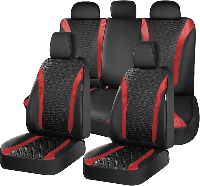 FLORICH Car Seat Covers Full Set, Leather Seat Covers for Cars, Car Seat Protector Waterproof Breathable, Universal Automotiv