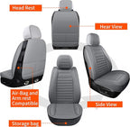 Leather Car Seat Covers, Waterproof Horizontal Stripes Front and Rear Car Seat Cover, Breathable Automotive Seat Covers for S