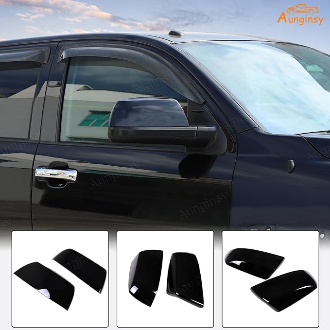 Car Door Rear View Mirror Cover Trim Compatible with Toyota Tundra 2007-2021 Sequoia 2008-2020 Exterior Rearview Mirror Housing Cap Protector Accessories, Only Fit Without Turn Signal Lights Version