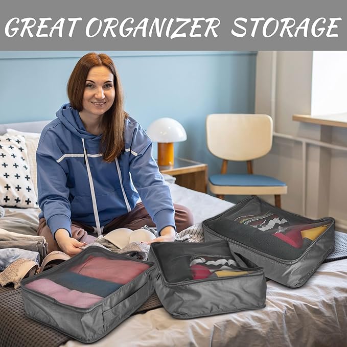 Silkfly 8 Pcs XL Packing Cube for Travel Luggage Organizer Suitcase High Capacity Large Packing Bag Bulk Reusable Mesh Travel