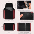 CAR PASS Faux Leather Steering Wheel Cover and Waterproof Car Floor Mats, Universal Car Combo Fit for 95% Sedan,SUV,Cars, 14.5-15inch Sporty Anti-Slip Safety Comfortable Design Burgundy