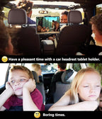 Car Headrest Tablet Mount, Car Backseat iPad Holder for Kids [Adjustable 360° Rotation] Between Seats Tablet Stand for 4-12.9" Devices, iPad Pro Air Mini, Galaxy Tabs, Fire, iPhone Series