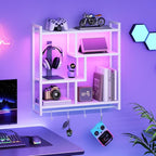 HOOBRO Gaming Floating Shelves with LED Lights, 28.7" LED Wall Mounted Shelf, 4-Tier Floating Wall Shelf for Storage, Display
