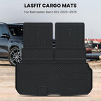 LASFIT Cargo Mat & Backrest Mat (3 Pieces) for Mercedes Benz GLS 450/580 /63 AMG 2026 2025 2024 2023 2022 2021 2020, All Weather TPE Cargo Liner Custom Fit GLS 2020-2026 Trunk Mat with Seatback