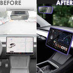 2PCS Protector Trim Frame Compatible with Tesla Model 3 Y 2020-2024 2025 2026 Screen Edge Frame Rearview Mirror Cover Interior Decorations Center Console Decor Highland Juniper Accessories (Purple)