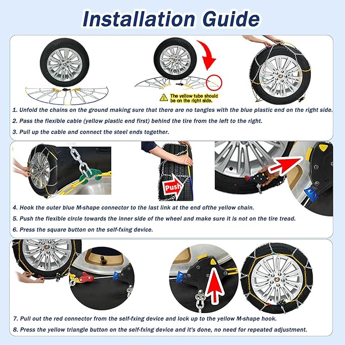 Car Snow Chains, Auto-Fixing Tire Chains for MG 6 Standard Sedan 2024-2025, Quick Fit Portable Reusable Universal Emergency T
