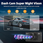 Dash Cam Front and Rear Dash Camera WiFi/APP Control Car Camera with 64G Card 2.5K Front Dash Cam+1080P Rear Dashcams with Su