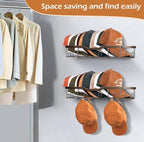 KEETDY Metal Hat Racks for Wall Baseball Cap Organizer Fit 48 Caps Holder, 2 Packs Sturdy Wall Mounted Hat Storage Organizer,
