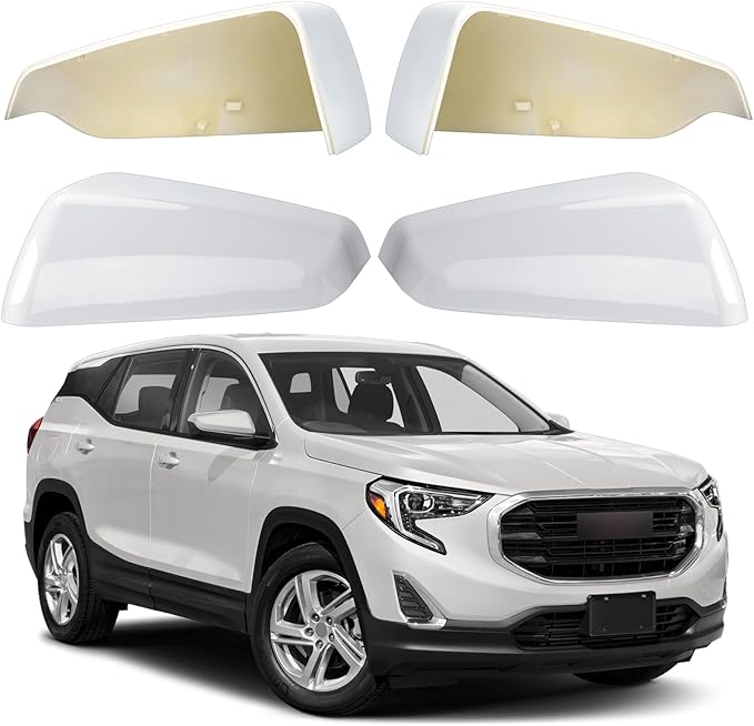 Driver & Passenger Side Mirror Cover Replacement for Chevrolet Equinox 2018-2023, for GMC Terrain 2018-2023 - Left & Right Side Mirror Covers, Rear View Mirror Cap Accessories White