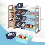Toy Storage Organizer - Toy Organizers and Storage with Bookshelf, Toy Storage Shelf with 3 Shelves and 12 Storage Bins, Kids