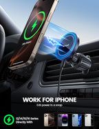 Lamicall 15W for MagSafe Car Mount Charger - [20X Strong Magnets] Wireless Car Phone Holder Charger, Magnetic Phone Holders for Car Vent Dash Accessories for Women Men for iPhone 17 Pro Max Black