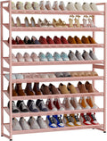 Large Shoe Rack 8 Tier Shoe Organizer, Heavy Duty Metal 4-Tier Stackable Shoe Storage Vertical Shoe Rack for Closet Front Doo