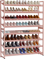 Large Shoe Rack 8 Tier Shoe Organizer, Heavy Duty Metal 4-Tier Stackable Shoe Storage Vertical Shoe Rack for Closet Front Doo