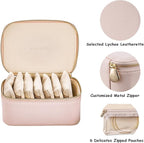 VLANDO Travel Jewelry Box Organizer – Portable PU Leather Jewelry Case with 6/8/12 Zippered Pouches, Compact Storage for Earr