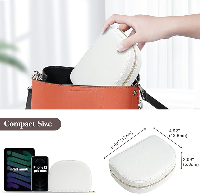 ProCase Travel Size Jewelry Box, Medium Portable Seashell-Shaped Jewelry Case, 2 Layer Mini Jewelry Organizer in PU Leather f