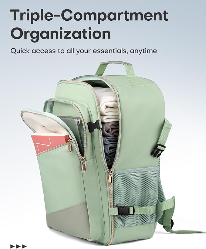 HOTOR Travel Backpack for Women – TSA-Friendly Travel Bag with Multiple Compartments & 3 Packing Cubes, Water-Resistant & Com