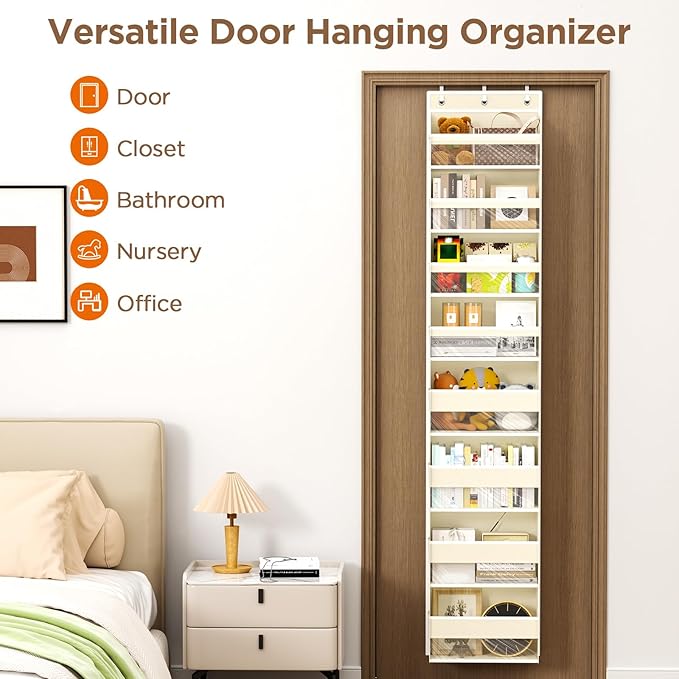 Mefirt Over The Door Organizer, 8 Shelf Door Hanging Organizers with 8 Large Capacity Pockets, Back of Door Organizer Storage