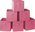 Casafield Set of 6 Collapsible Fabric Cube Storage Bins, Hot Pink - 13" Foldable Cloth Baskets for Shelves, Cubby Organizers 