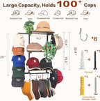 Keebofly Hat Rack for Wall with Shelf, Hat Holder Organizer for 100+ Caps Bennies,Hat Storage with Perfumes & Cosmetics Displ