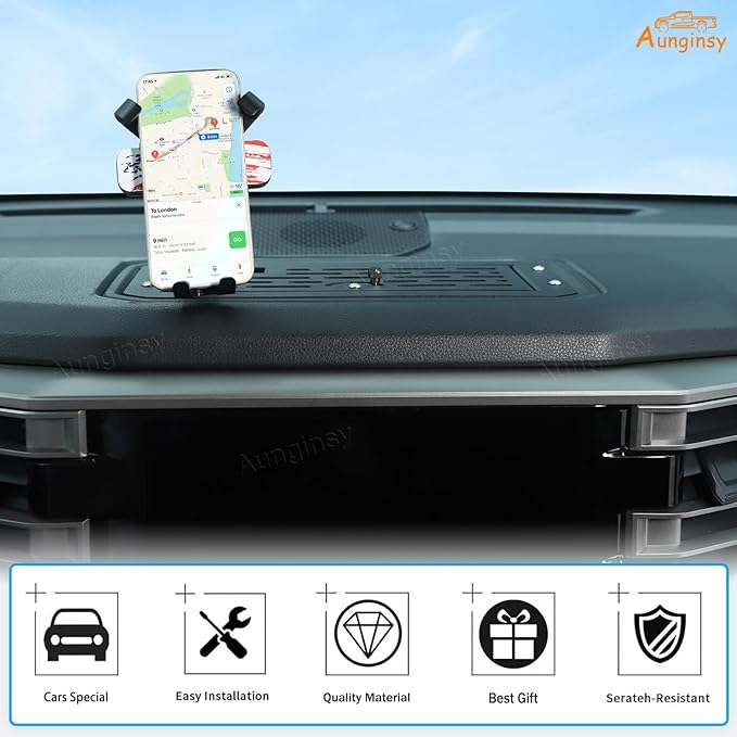 Aunginsy Center Console Dash Storage Organizer Tray with Mobile Phone Mount Compatible with Toyota Tundra/Sequoia 2022-2026, Car Dashboard Multi-Functional Phone Holder Storage Box Insert Accessories