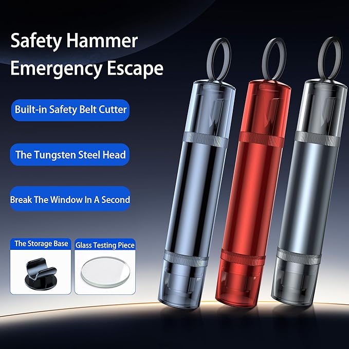 Safe Hammer Car Window Breaker Seatbelt Cutter Under Water or Fire,2 IN1 Window Breaker Tool Auto Glass Breaker Emergency Esc