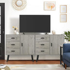 Iwell Storage Cabinet with 3 Drawers & Adjustable Shelf, Sideboard Buffet Cabinet, Small Freestanding Floor Storage Unit, for