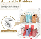 Sonyabecca Purse Storage Organizer for Closet : Adjustable 2-Pack Dividers Handbag Organizer - Stackable Wire Handbags Storag
